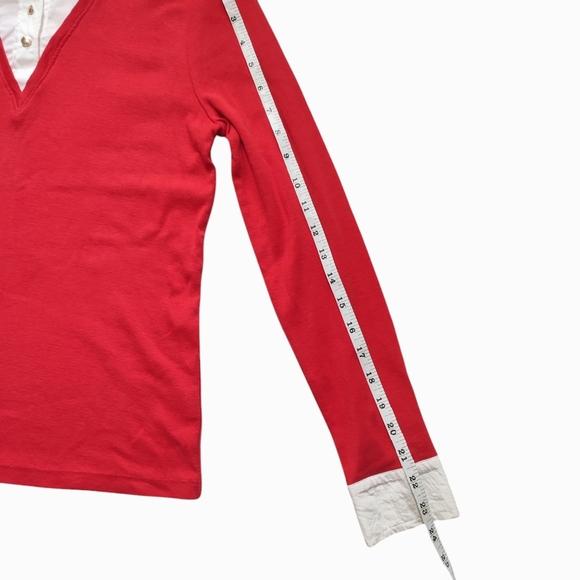 Ralph Lauren Vintage Layered Collared Red Knit Sweater Size S - Picture 6 of 9